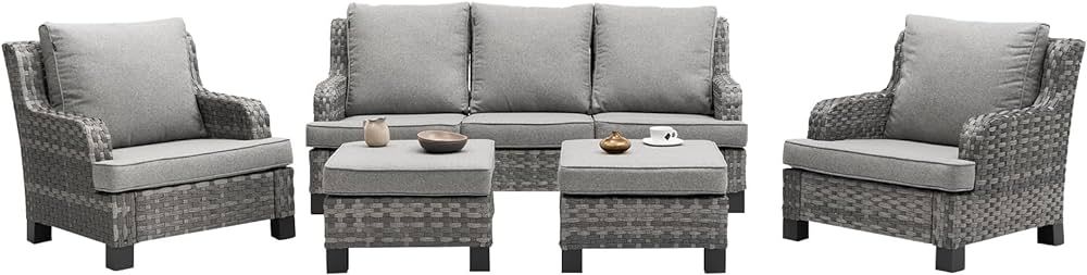 LebenLiebe Outdoor Patio Furniture Set 7 Piece Outdoor Wicker Conversation Sofa Set Outdoor Secti... | Amazon (US)