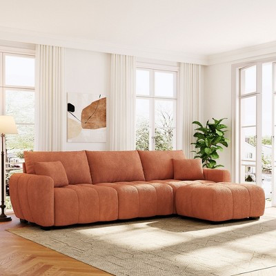 110-inch Modular L-Shaped Sectional Sofa, Extra-Large Seat with Pull-Line Design, Movable Ottoman, Sturdy Metal and Wood Frame, Boucle Fabric | Target