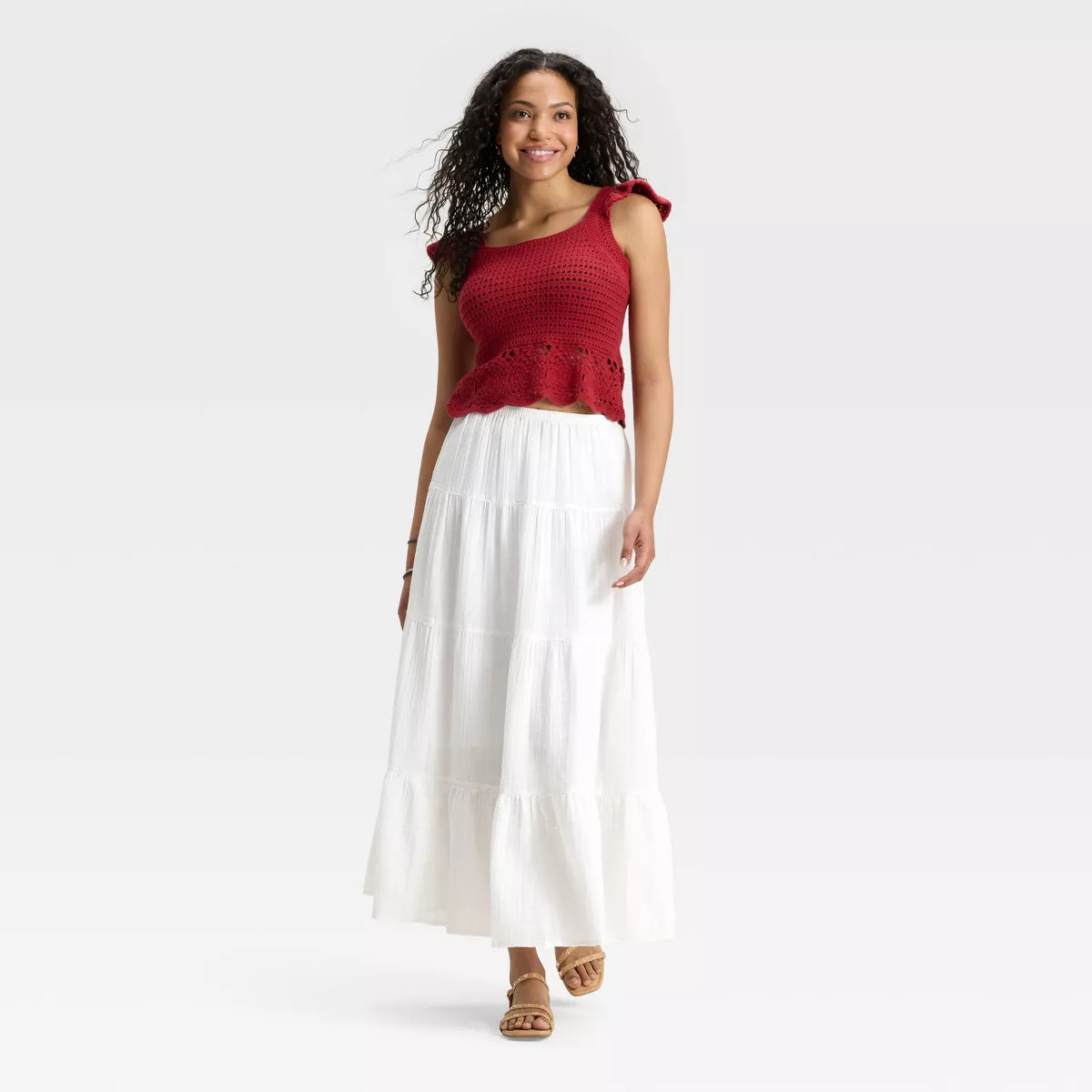Women's Crinkle Gauze Pull-On Maxi Skirt - Universal Thread™ White | Target