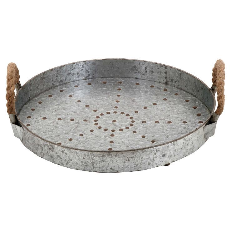 Farmhouse Rustic Galvanized Iron Serving Tray (16") - Olivia & May | Target