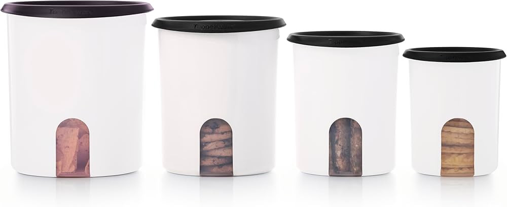 Tupperware One Touch Reminder Canisters 4 Piece Food Storage Set, Dishwasher Safe and BPA Free, (... | Amazon (US)