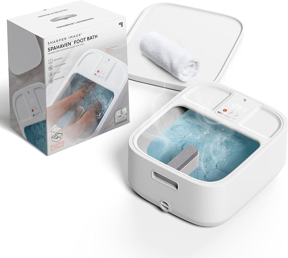 Sharper Image Spahaven Foot Bath, Heated Spa with Massage Rollers & LCD Display, 108 Degree Heat with Insulated Walls & Pumice Stone, Soothe & Rejuvinate Tired Feet, Aromatherapy Holiday Gift | Amazon (US)