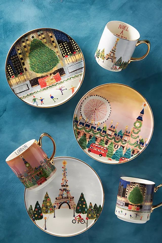 Christmas Time In The City Dessert Plate | Anthropologie (US)