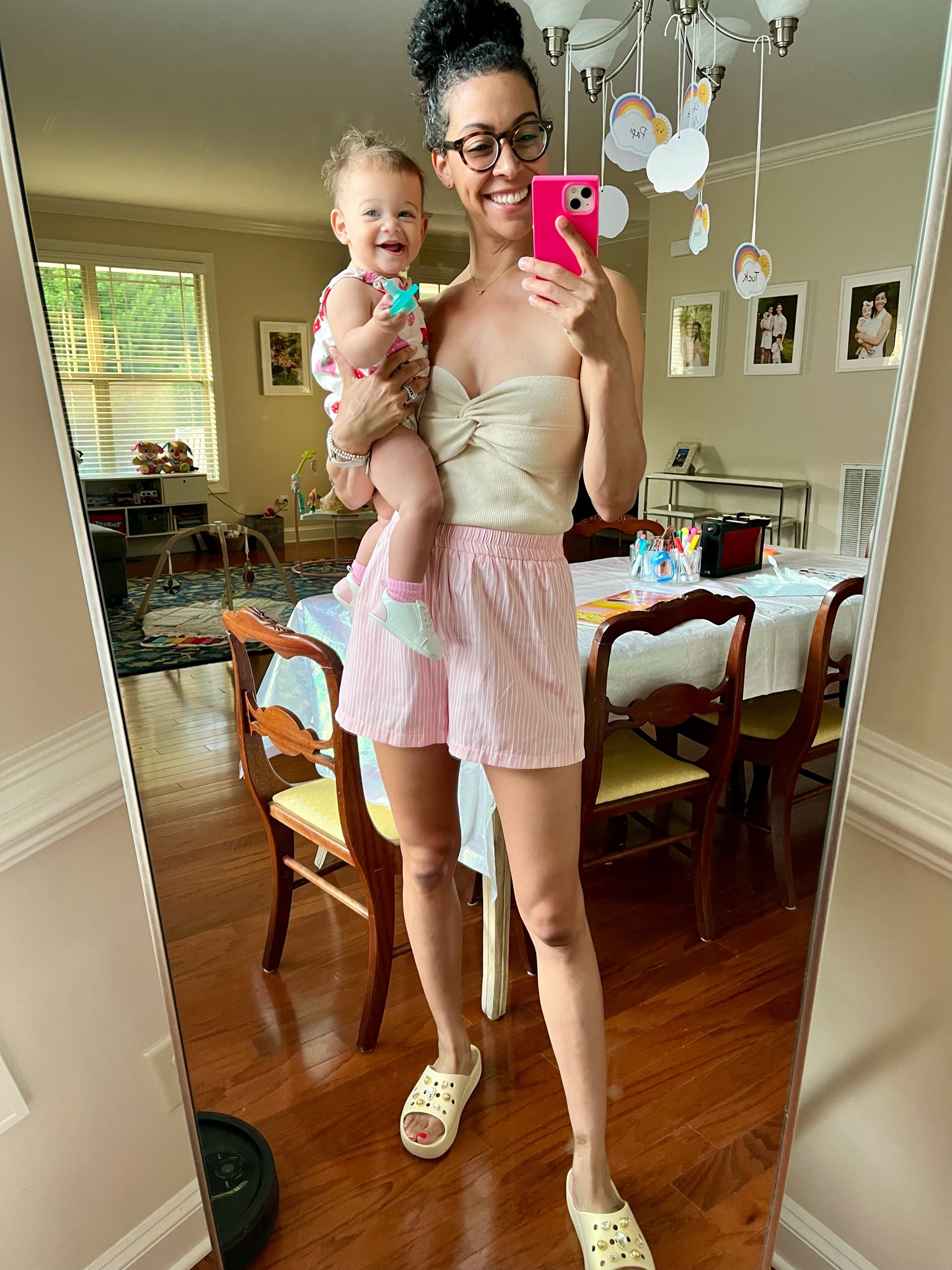 My girl!!! Her onesie is $6! Heat waves call for minimal clothing 🍓💦☀️