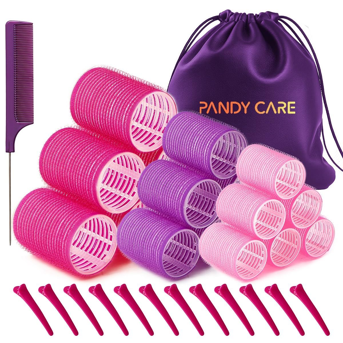 Hair Rollers Set 32 PCS, PandyCare For Long & Short - No Heat, Hair-friendly, Natural Effect, Inc... | Amazon (UK)