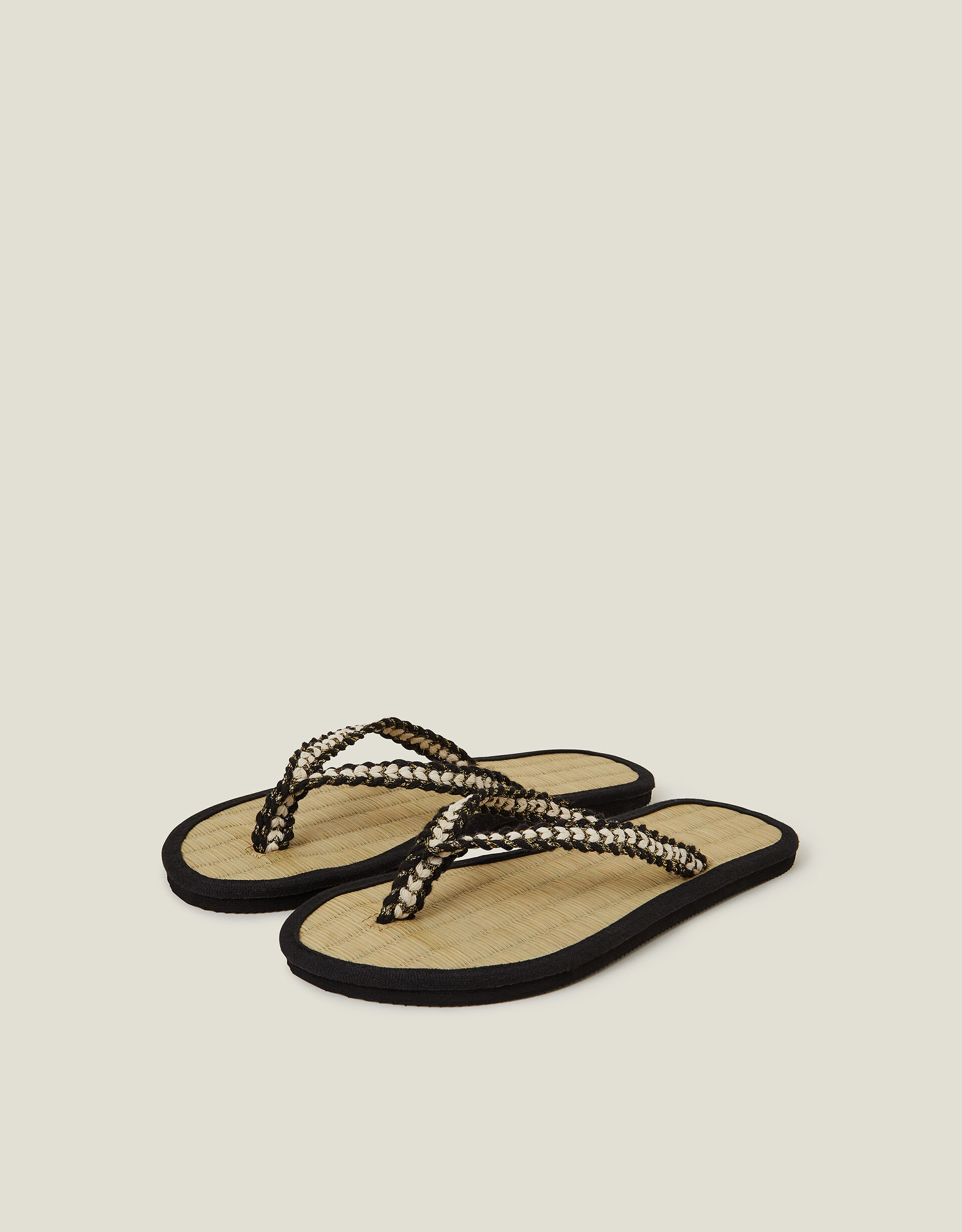 Braided Seagrass Flip Flops Black | Accessorize (Global)