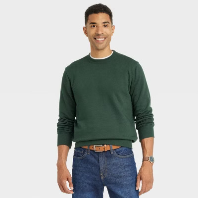 Men's Regular Fit Crewneck Sweatshirt - Goodfellow & Co™ Forest Green M | Target
