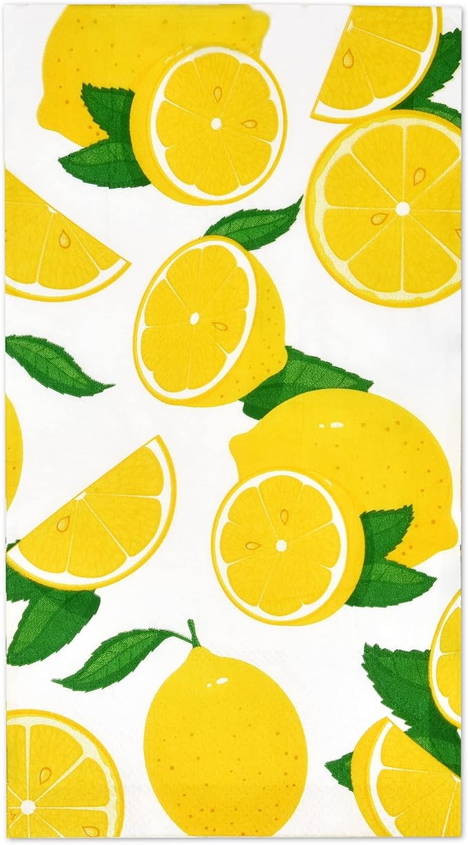 100 Lemon Guest Napkins 3 Ply Disposable Paper Yellow Citrus Fruit Lemons Dinner Hand Napkin for ... | Amazon (US)