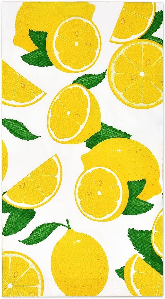 100 Lemon Guest Napkins 3 Ply Disposable Paper Yellow Citrus Fruit Lemons Dinner Hand Napkin for ... | Amazon (US)