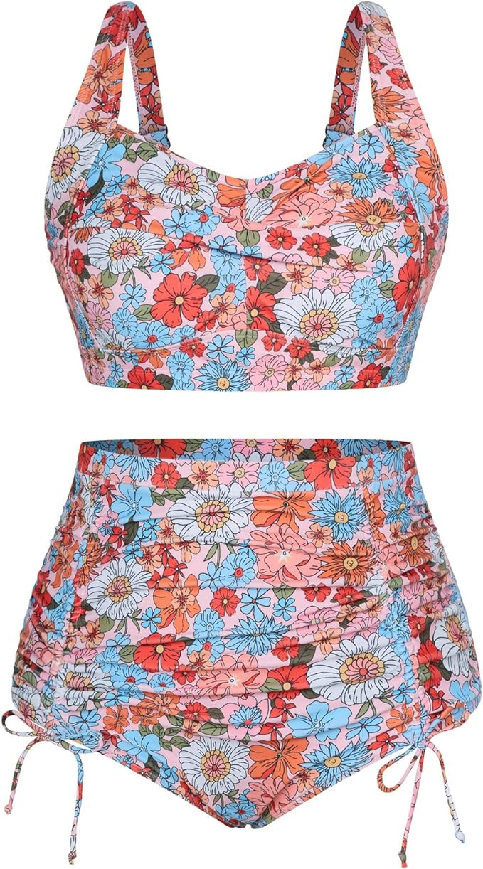 Hanna Nikole Women Plus Size Two Piece Swimsuit Sets Twist Front Bikini Bathing Suit with Drawstr... | Amazon (US)