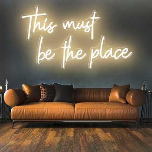 78x16 Inch Super Large This Must Be The Place Neon Sign for Wall Decor,Neon Light Signs with Remote Dimmer,This Must Be The Place LED Sign for Bedroom, Office, Cafe, Bar, Weddings, Warm White | Amazon (US)