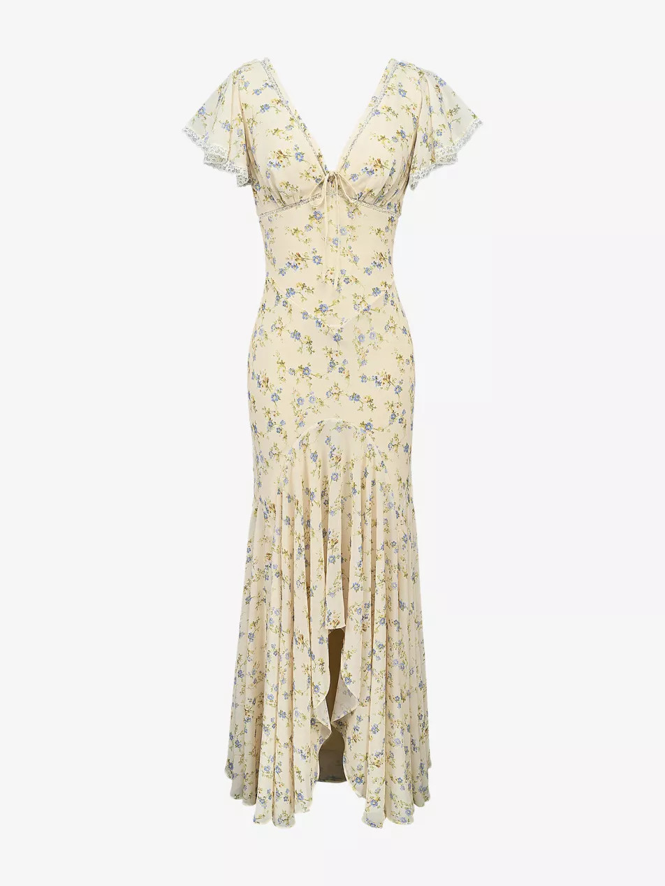 Amina Print Georgette Maxi Tea Dress | Selfridges