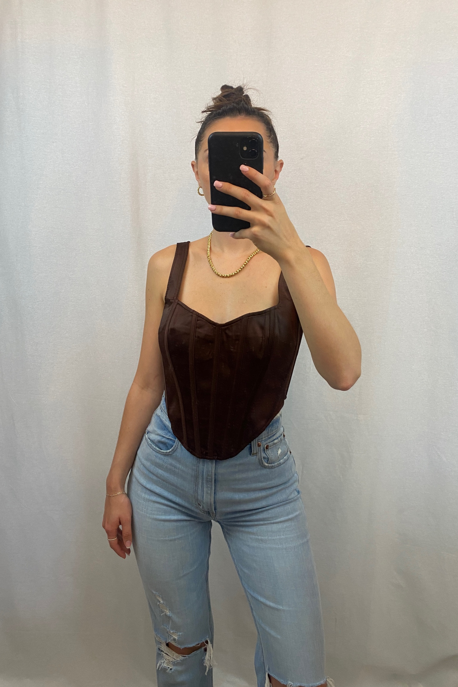 Chocolate Satin Corset, Tops