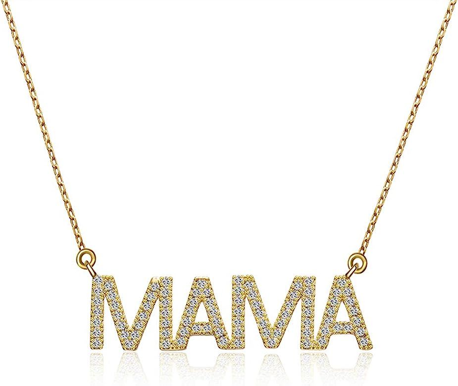 BMMYE Dainty Letter Necklace with Cubic Zirconia Pendant Unique Necklace Gold & Silver Charm Scri... | Amazon (US)