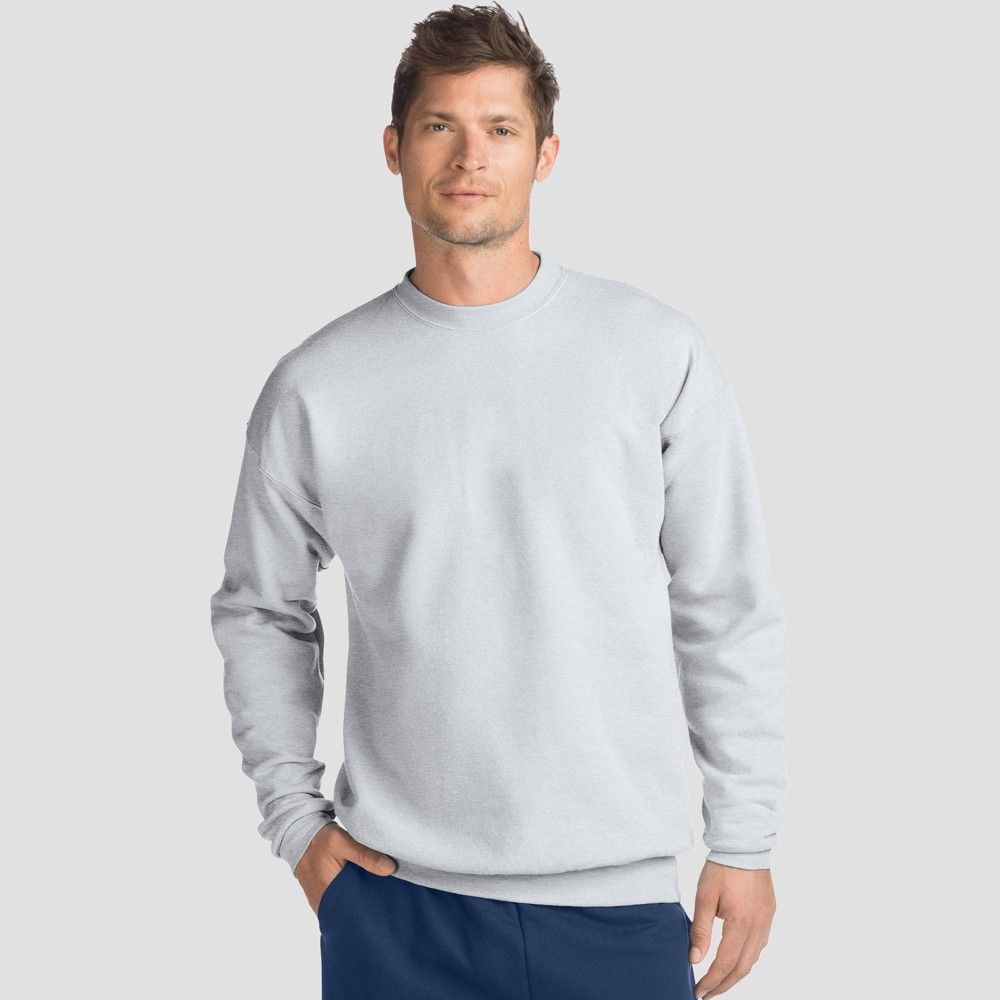 Hanes Men's EcoSmart Fleece Crew Neck Sweatshirt - Gray M | Target
