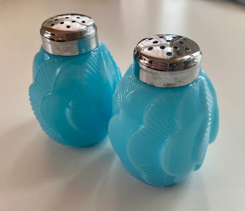 Antique 1890s Dithridge Blue Milk Glass Salt & Pepper Shakers | Etsy | Etsy (US)