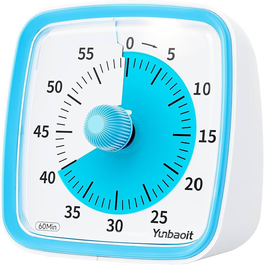 Visual Timer with Night Light, 60 Minute Countdown, Light Blue | Amazon (US)