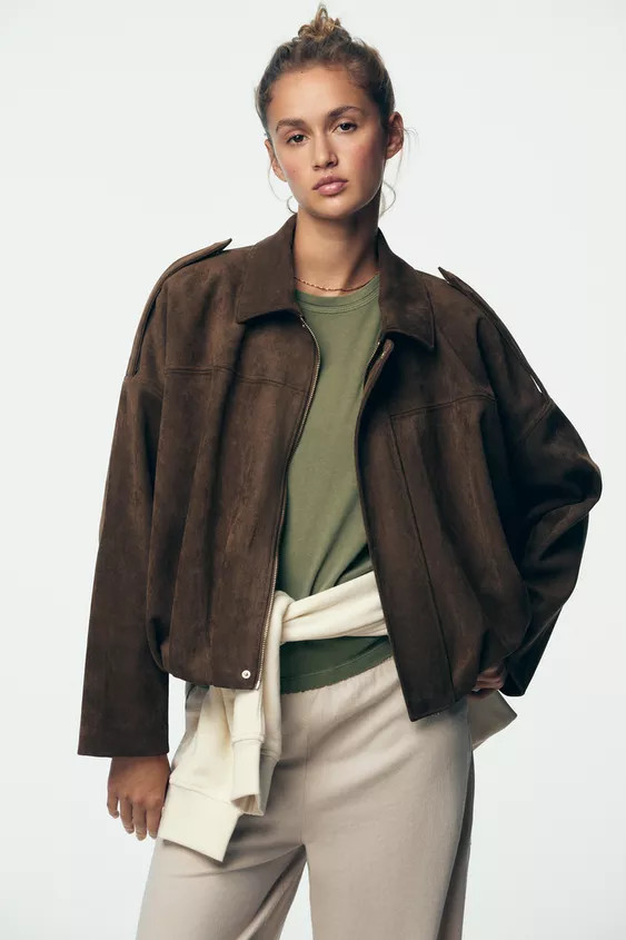 SUEDE EFFECT BOMBER JACKET | Zara UK