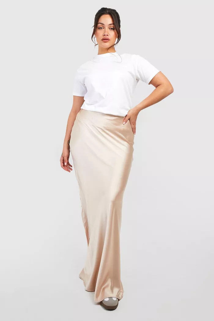 Plus Satin Bias Maxi Slip Skirt | Boohoo.com (UK & IE)