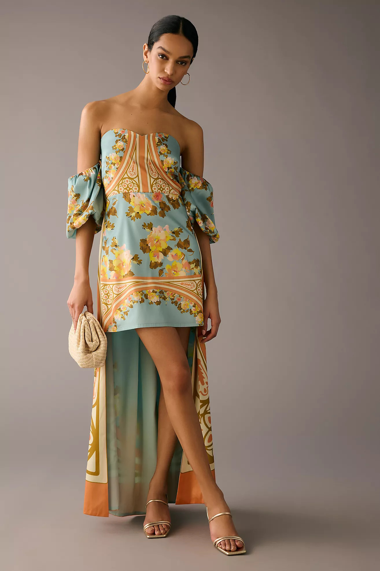 Vineet Bahl Off-The-Shoulder Printed Cape Dress | Anthropologie (US)