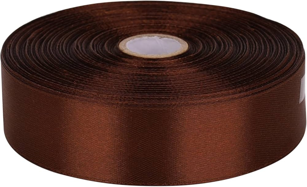 1 inch Brown Satin Ribbon 50 Yards Solid Fabric Ribbons Roll for Wedding Invitations, Bridal Bouq... | Amazon (US)