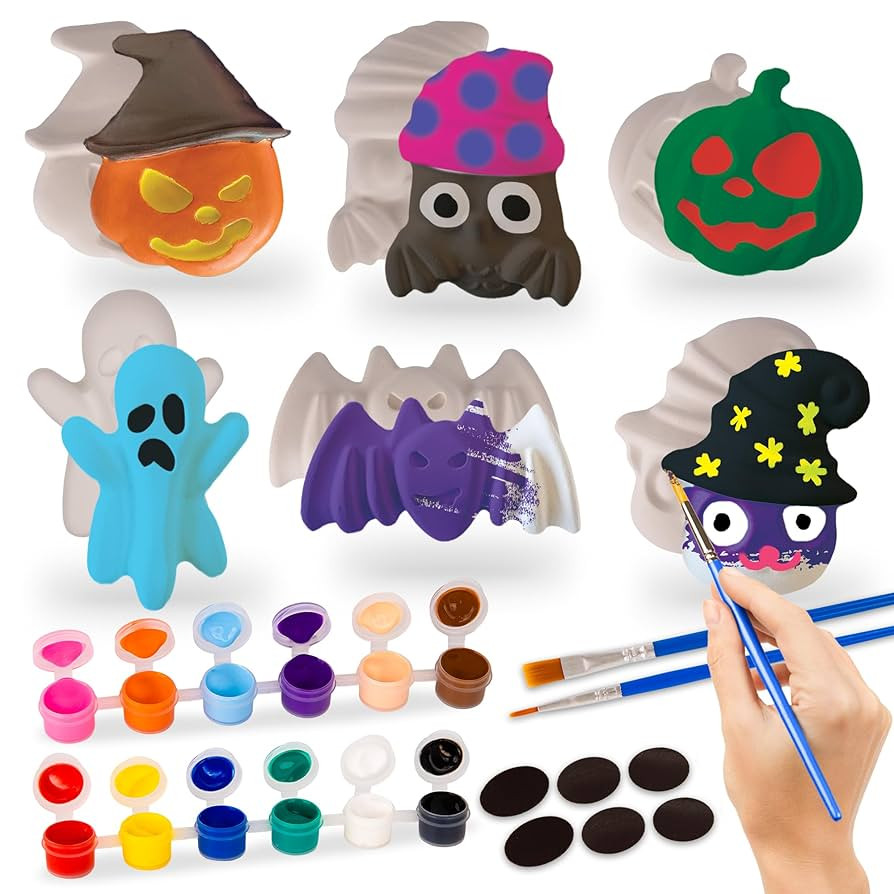 ArtCreativity Halloween Ceramic Fridge Magnet Painting Kit - 6 Pack - Halloween Fall Craft Set In... | Amazon (US)