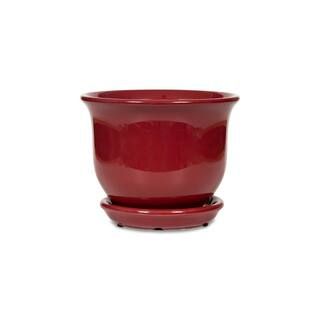 Paddock Home & Garden 6 in. Aurora Bell Cordovan Ceramic Planter with Saucer, 6/CA-527350 - The H... | The Home Depot