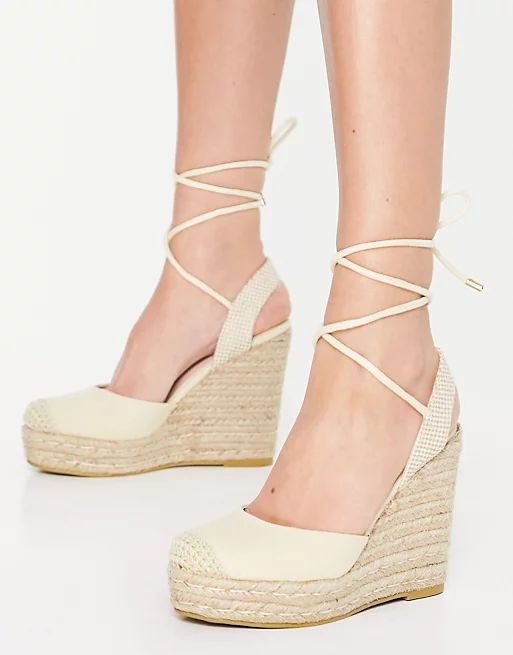 RAID Misha ankle tie espadrilles in natural canvas | ASOS (Global)