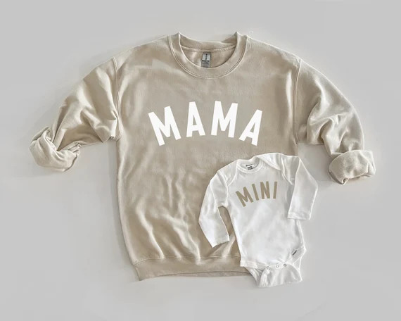 Mama and Mini Matching Beige Mom and Toddler Sweatshirts and - Etsy | Etsy (US)