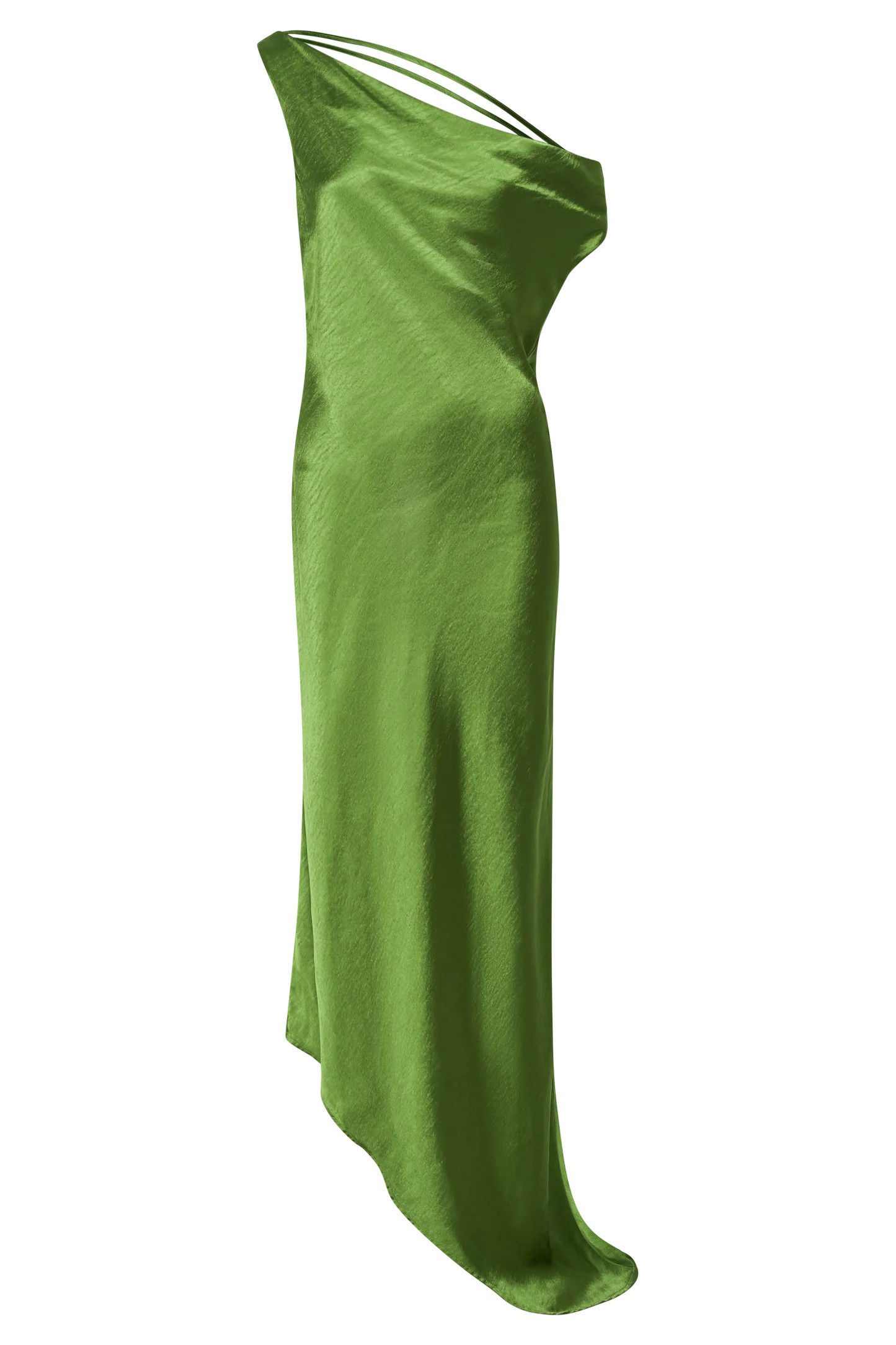 Yvette Slip Maxi Dress With Asymmetrical Hem - Emerald | Meshki (APAC)