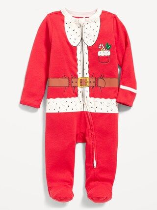 Unisex Sleep &#x26; Play Matching Print 2-Way-Zip Footed One-Piece for Baby | Old Navy (US)