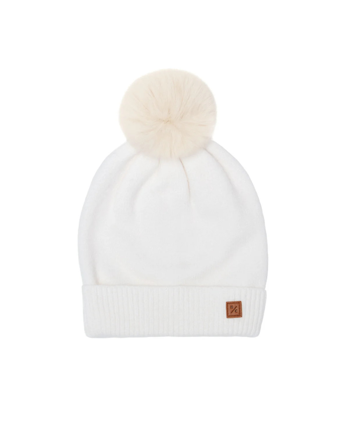 Winter White Knit Winter Hat with Faux Fur Pom | Northern Classics