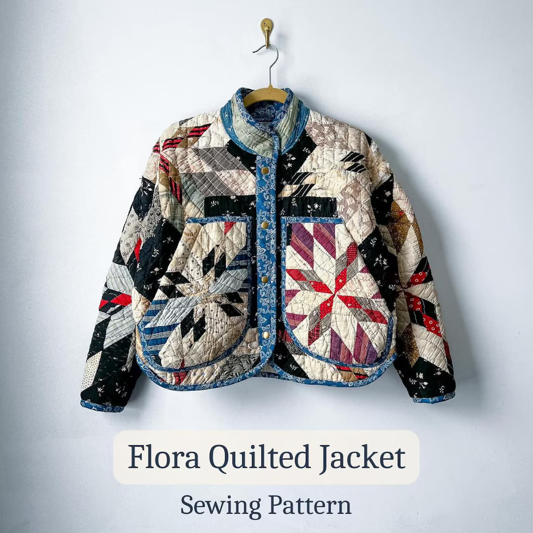 Flora Jacket & Vest Sewing Pattern Quilted Jacket Outerwear Upcycle Women's Quilt Coat Digital PD... | Etsy (US)