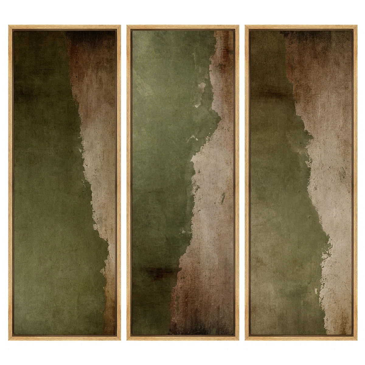 Subtle Olive Green Abstract Earth Tones Triptych – Pictures Extra Large Framed Canvas Print 3 P... | Wayfair North America