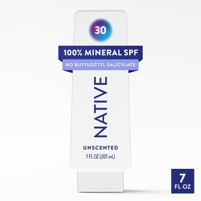 Native Mineral Sunscreen with Zinc Oxide - Unscented - SPF 30 - 7oz | Target