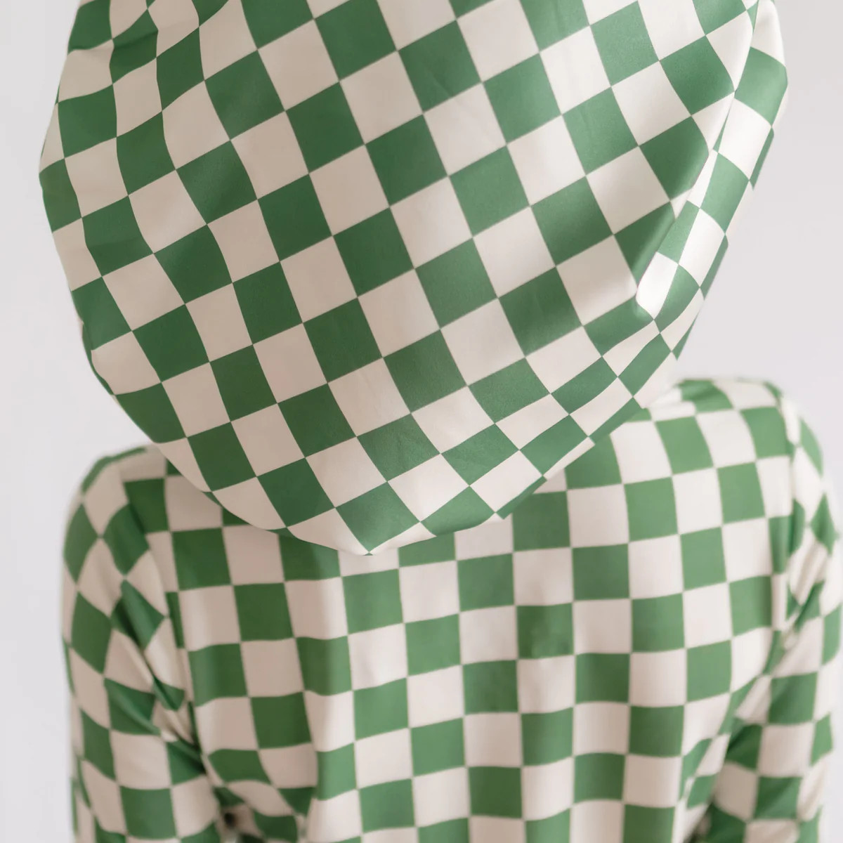 Kid's Satin Bonnet in Green Checkered | Silks Design