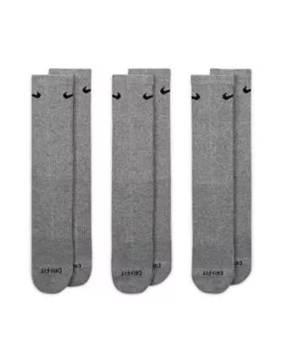 Nike Training Plus Everyday Cushioned 3 pack unisex socks in gray | ASOS (Global)