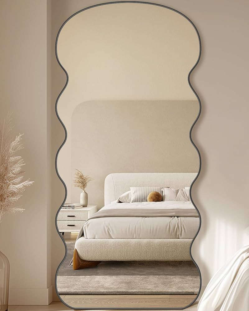 Antok Full Length Mirror, 71"x28" Wavy Mirror Full Length, Oversized Floor Mirror with Stand Larg... | Amazon (US)