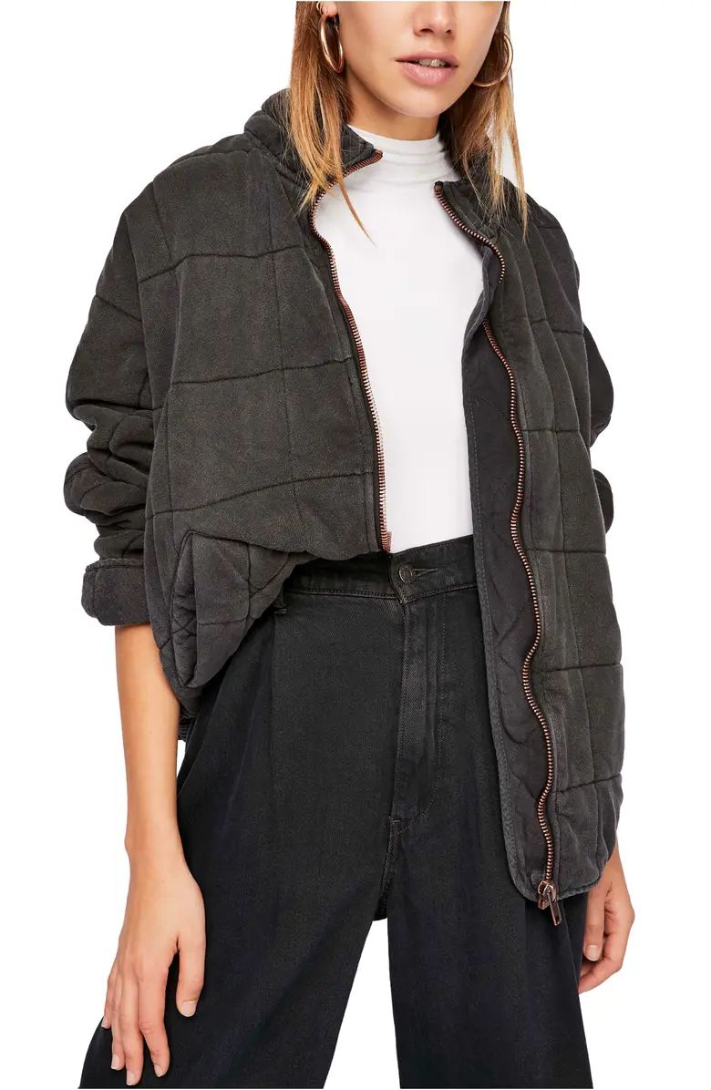 Dolman sleeves upgrade the silhouette of a zip-front jacket fashioned with subtle quilting. | Nordstrom