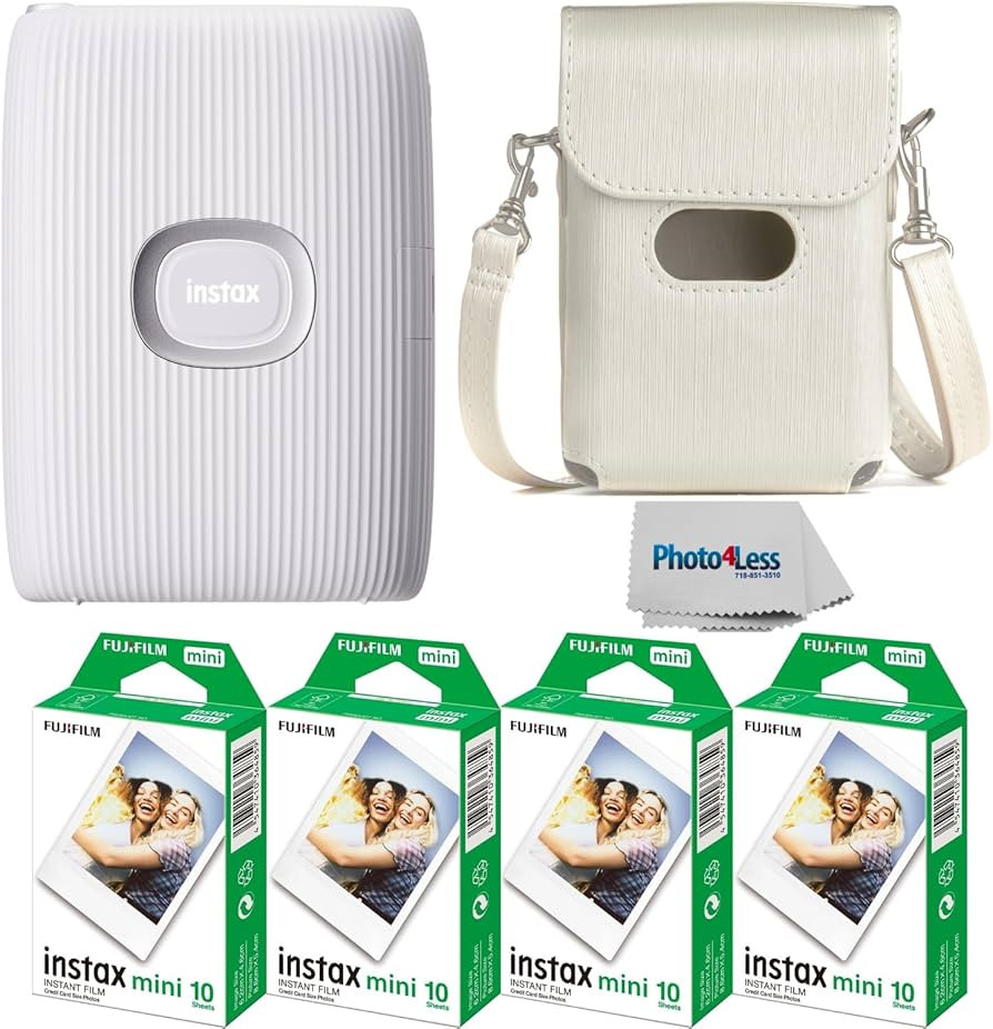 Fujifilm Instax Mini Link 2 Smartphone Printer Clay White, Fuji Instax Mini Film 40 Sheets, Prote... | Amazon (US)