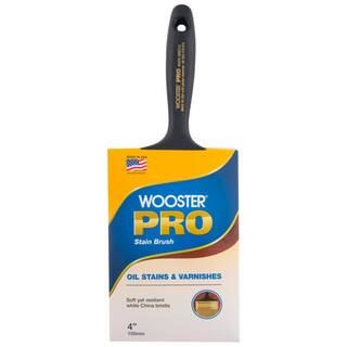 Wooster 4 in. Pro White Bristle Stain Flat Brush 0H21250040 - The Home Depot | The Home Depot