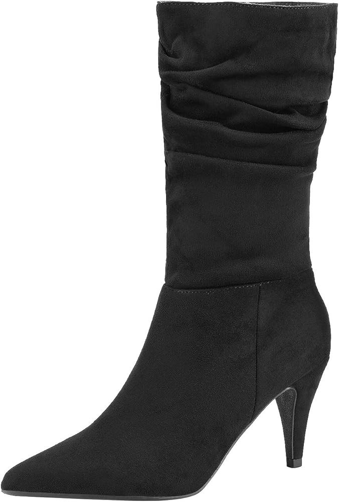 DREAM PAIRS Women's High Heel Mid Calf Boots | Amazon (US)