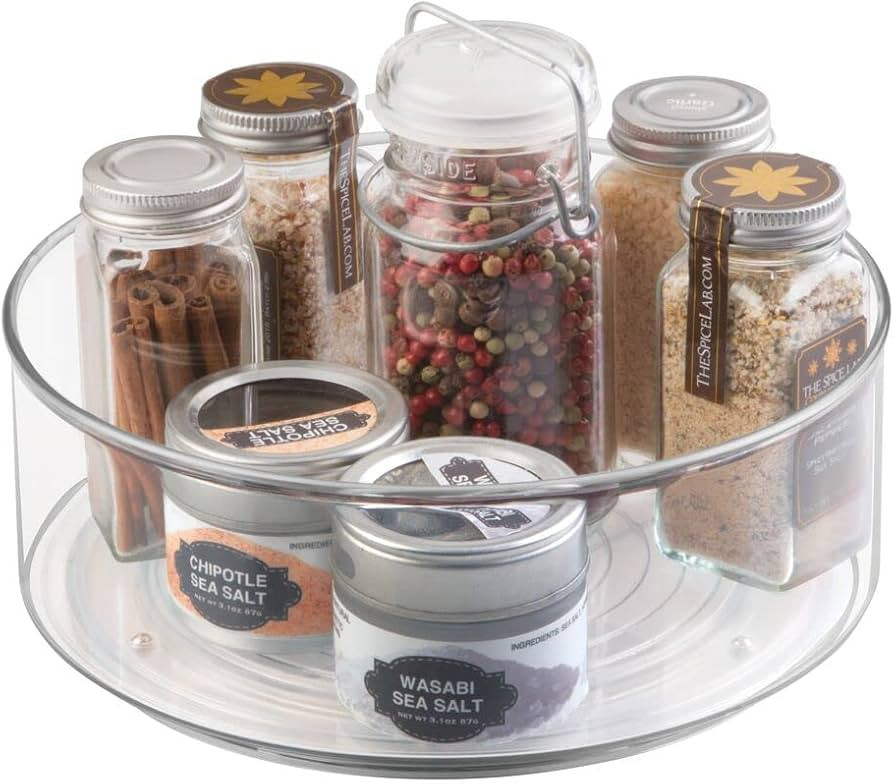mDesign Lazy Susan Turntable Condiment Holder – Plastic Revolving Condiments and Spice Rack –... | Amazon (UK)