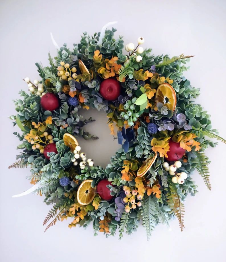 BEST SELLER! Williamsburg Style Wreath, Fruit Wreath, Summer Wreath, Front Door Wreath, Everyday ... | Etsy (US)