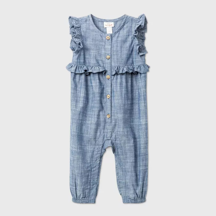 Baby Girls' Chambray Romper - Cat & Jack™ Blue | Target