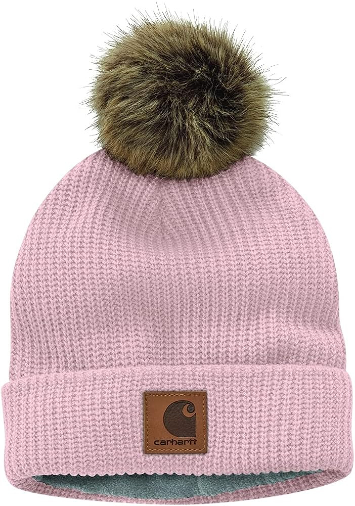 Carhartt Women's Knit Fleece Lined Pom Hat, Black, OFA | Amazon (US)