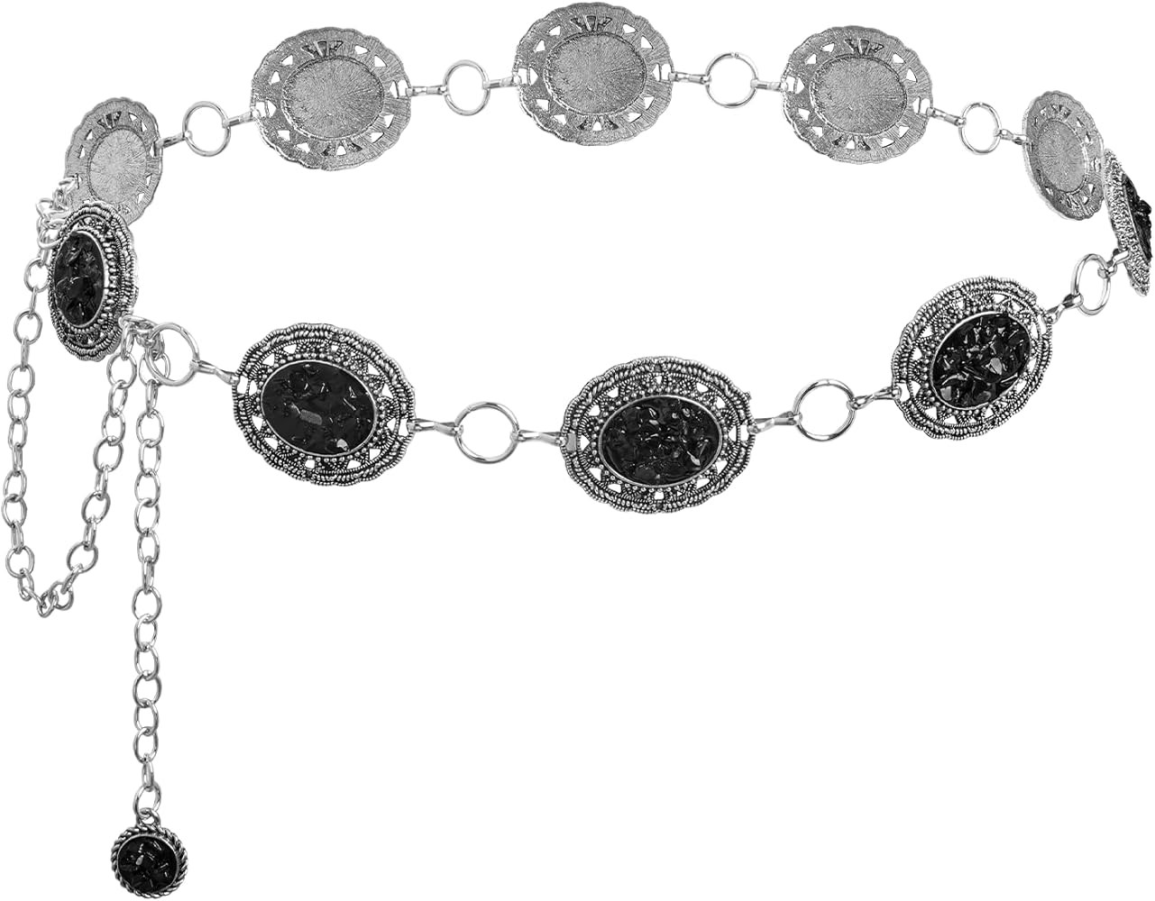 Western Concho Chain Belt Women Cowgirl Turquoise Boho Diamond Gems Metal Waist Chain Belt for Dr... | Amazon (US)