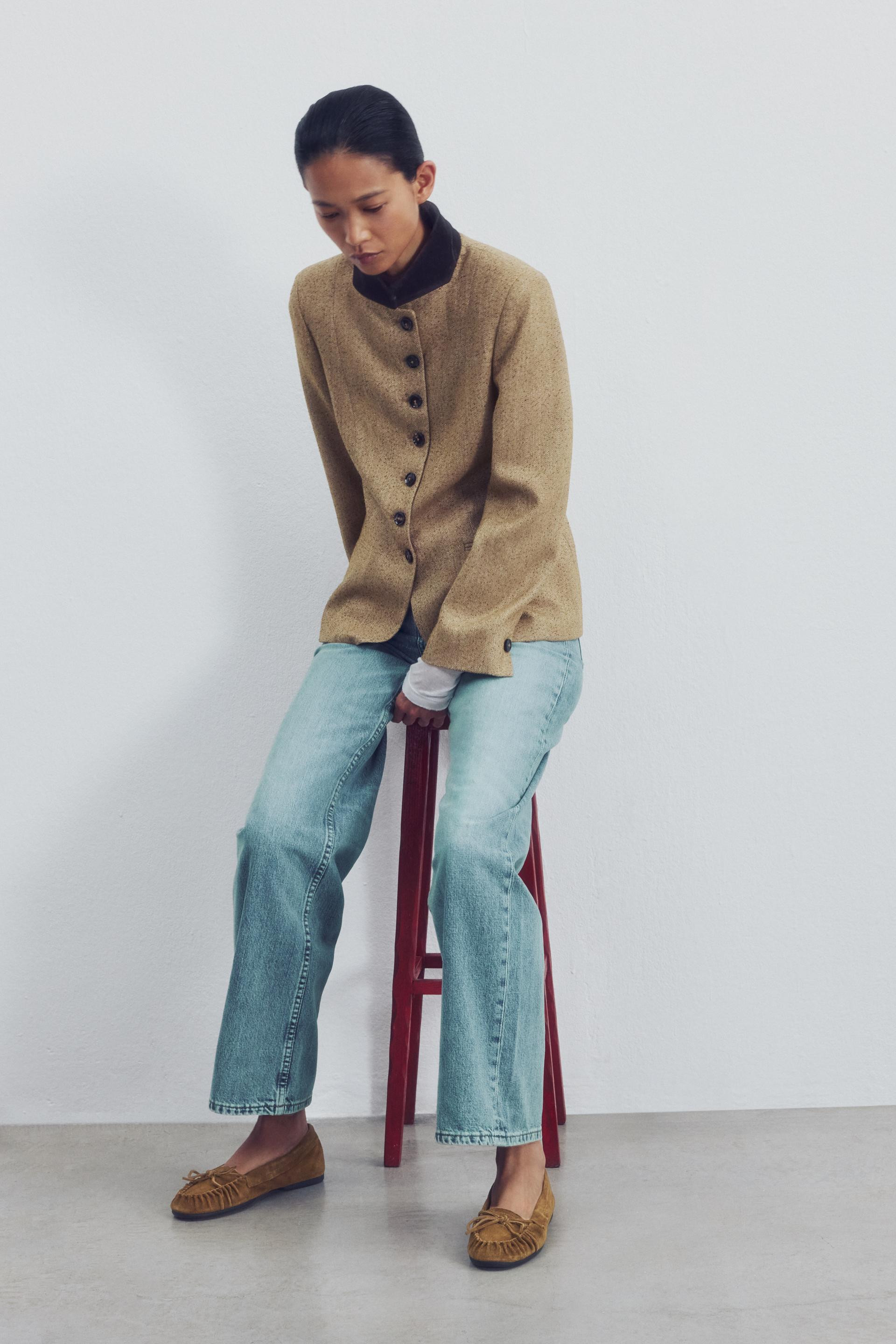 Zara - Suede Bow Moccasins - Olive Green - 7½ - Woman | Zara US