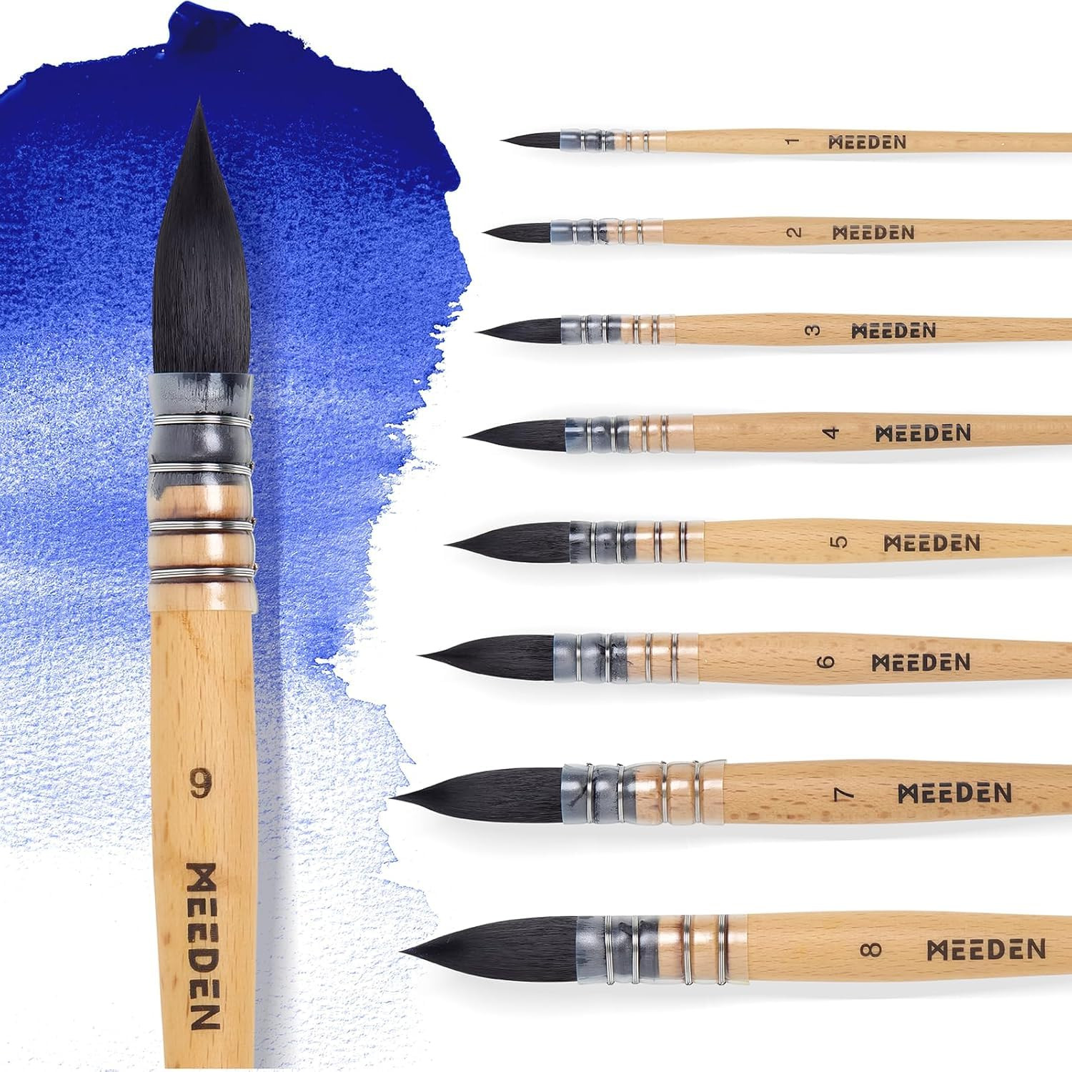 MEEDEN Watercolor Brushes Professional - 9 Pack Synthetic Squirrel Hair Artist Paint Brushes Set ... | Amazon (US)