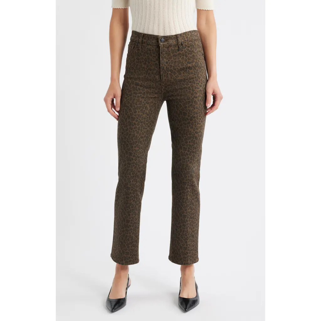 FRAME Le Sleek High Waist Ankle Straight Leg Jeans in Leopard at Nordstrom, Size 28 | Nordstrom